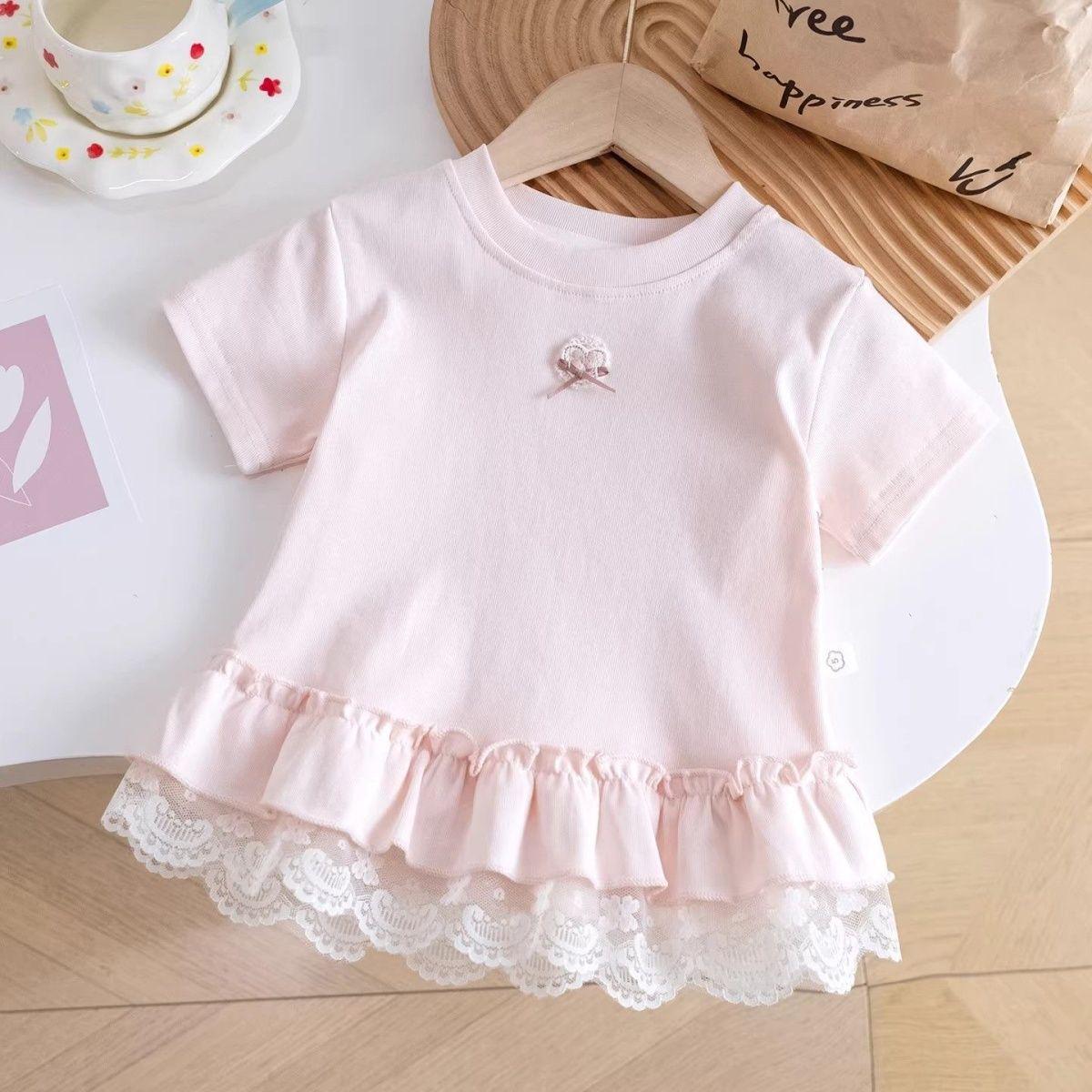 Girls  Summer Ruffle Princess T-Shirt - Stylish Short-Sleeve Top 120 cm
