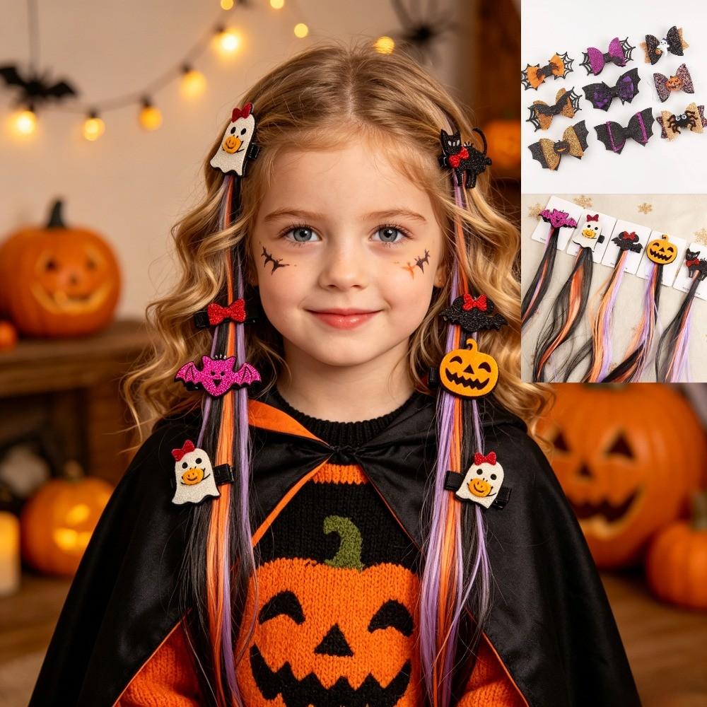 Cute 3D Halloween Hair Clips Pumpkin Ghost Bat Witch Hat Hair Pins Kids Cosplay Party Decorative Hair Accessories