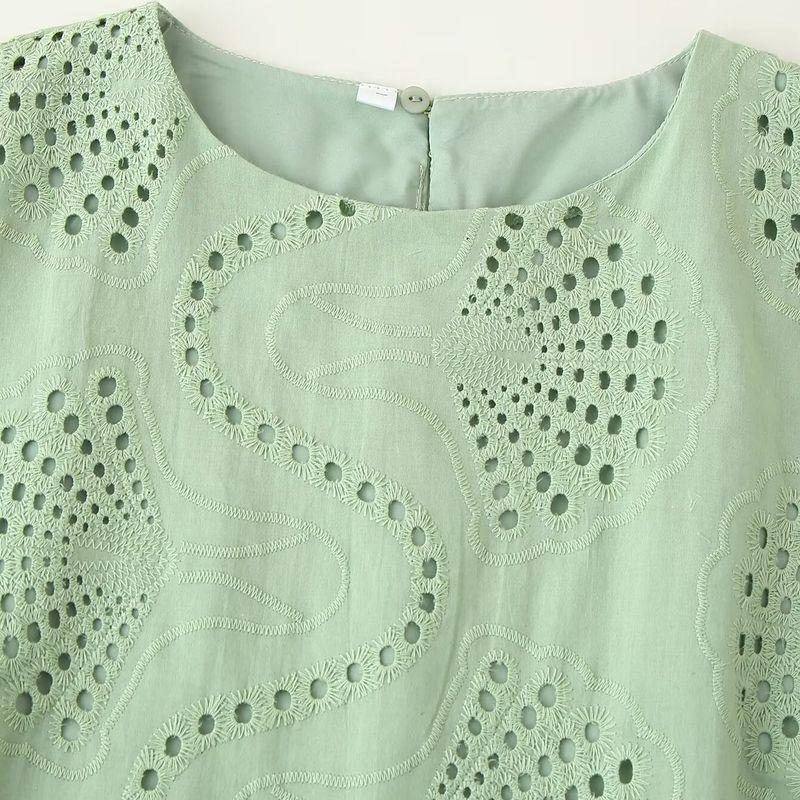 Kaslead New Women clothes Western Style Fashion Simple Embroidered Vest Split Skirt Set