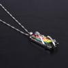 Colorful Faux Crystal Necklace Rectangular Pendant Necklace Stylish Vine Design Adjustable Dainty Necklace