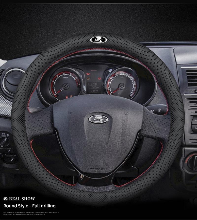 Car Steering Wheel Cover Leather Soft Auto Accessories For Lada Niva 2107 Xray Vesta Priora Granta Kalina Samara Largus 2106