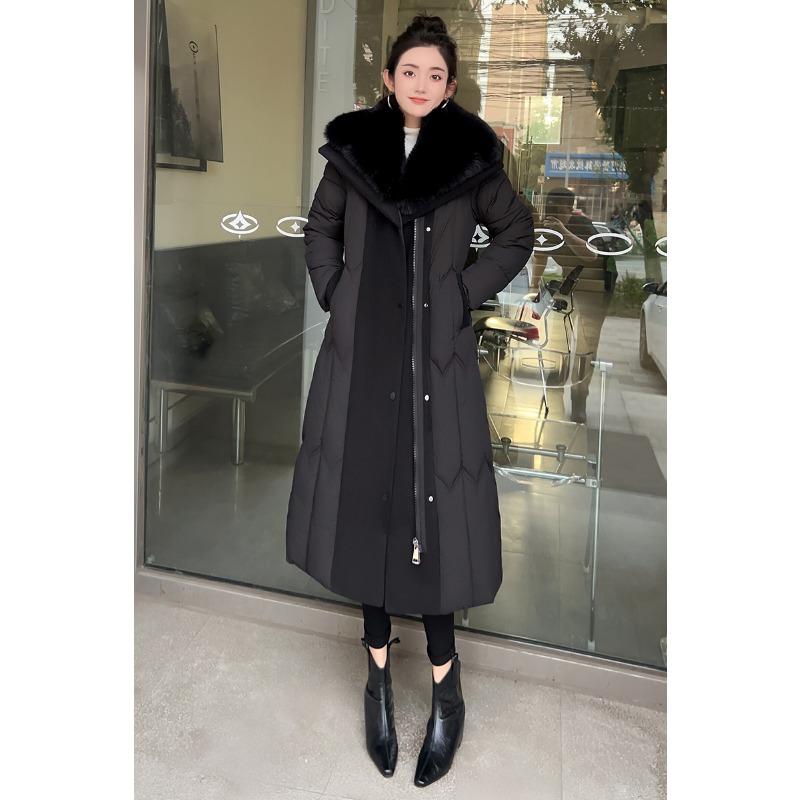 Women's large fur collar splicing new cold and windproof lightweight thickened fluffy warm loose high-quality fabric casual sports cotton clothing