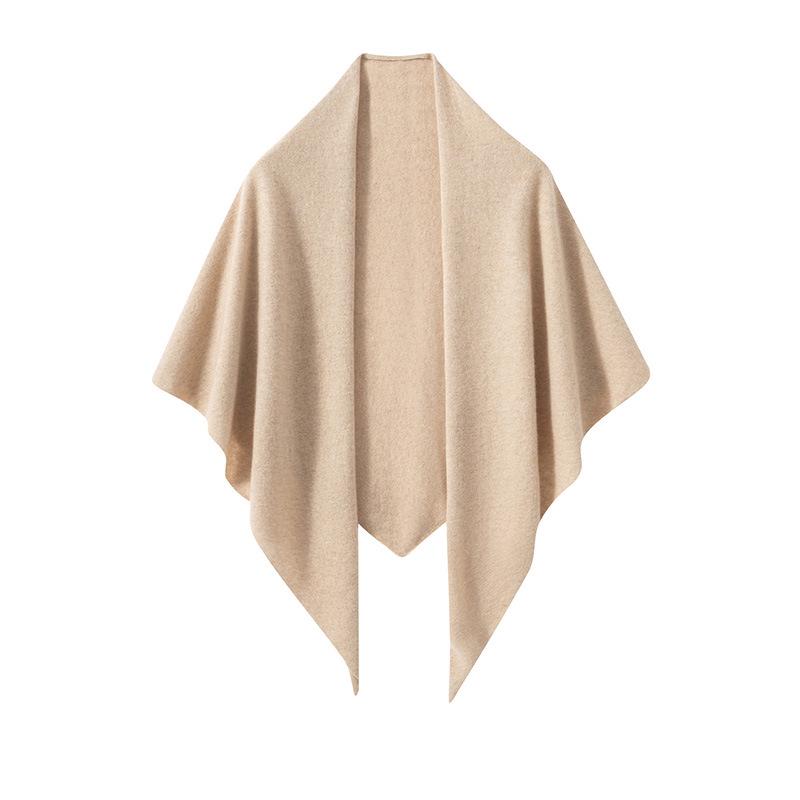 Women's 100% Pure Cashmere Triangle Scarf - Autumn/Winter Style, Warm and Versatile Knit Shawl