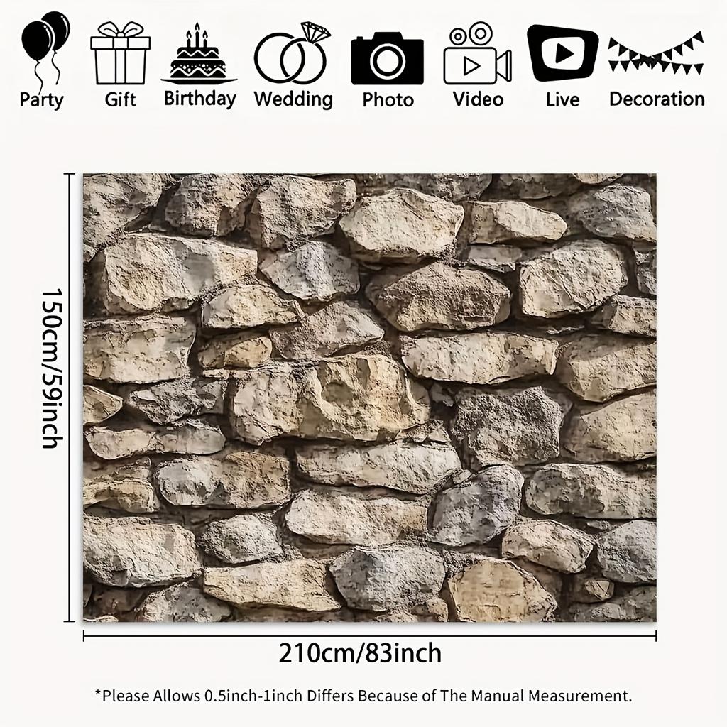 Background Banner with Background Fabric with Simple Stone Wall Themed Party Pattern, Suitable for Exterior and Interior Decoration.