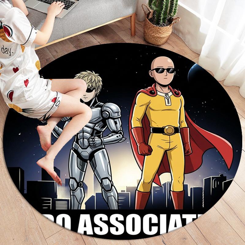 Onepunch Man Round Area Rug Carpet Rug For Living Room Bedroom Sofa Playroom Decor Nonslip Floor Mat