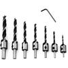 Set of 7 Countersink Wood Drill Bits 3-10 Mm + L-key - Hardened Carbon Steel, Adjustable Depth