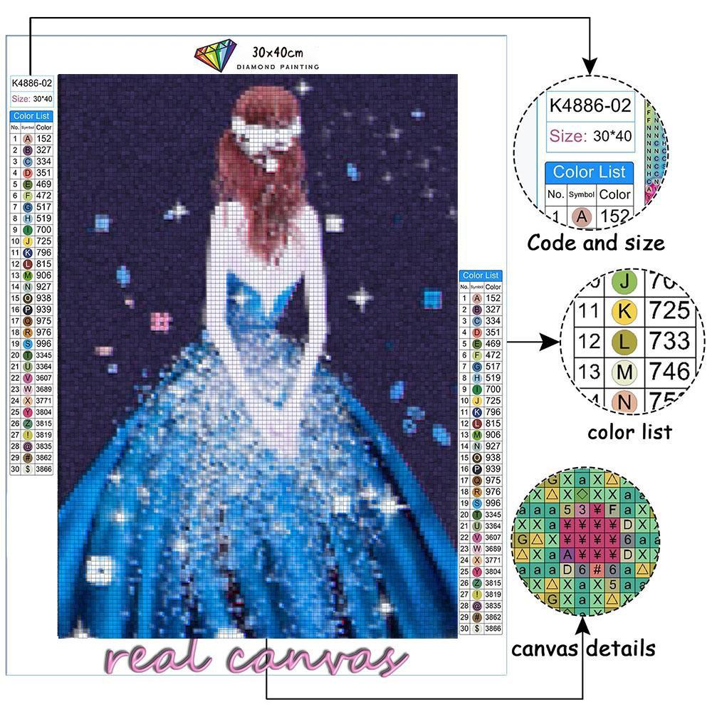 5D Diy Diamond Painting Blue Skirt Girl Embroidery Mosaic Art Picture of Rhinestones Decor Gift