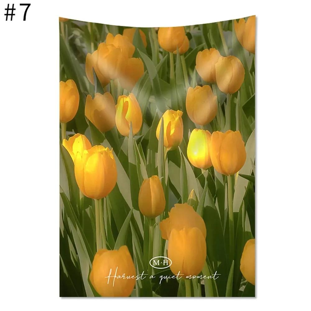 

Tulip Tapestry Single Sided 2D Print Soft Polyester Tapestry Bedroom Living Room Dorm Floral Decor Cheerful Vibe Accessory Gift 74x94cm(29x37in)