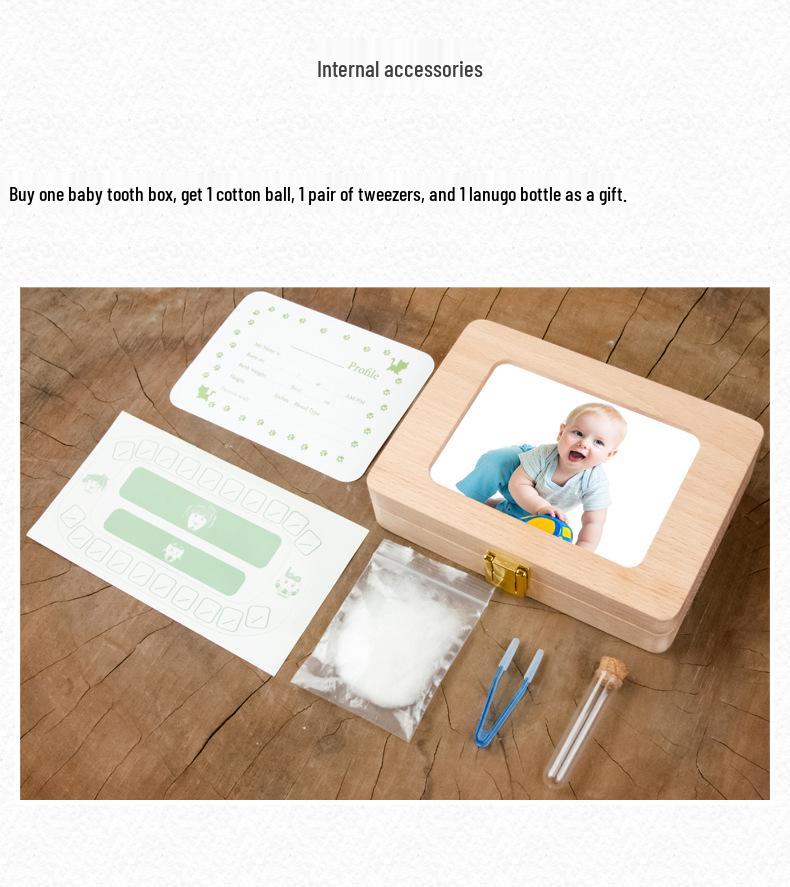 Cross-border Wooden Lanugo Baby Teeth Storage Box - English & Japanese Design