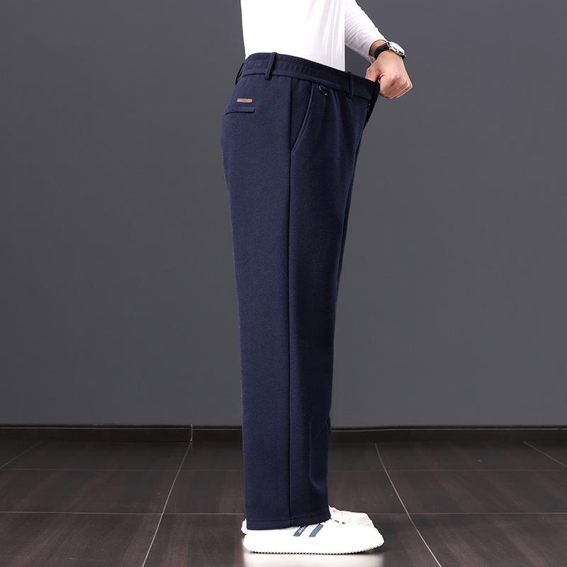 

Мужские повседневные брюки широкого кроя из шелка тутового дерева и шерсти – полуэластичные, прямого кроя, с гульфиком на молнии, свободного кроя для пап среднего возраста. 5XL