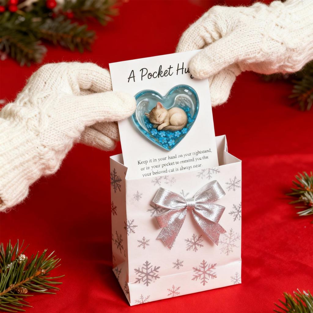 Cat Souvenir Heart Shape Card Ornament Collection Cat Motivational Cards For Women Girls Family Calming Sympathy Encouragement