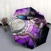 1pc Stained Glass Witch Moon Auto Open Close Umbrella - Portable Tri-Fold Design with 8-Bone Iron Frame - Outdoor - Perfect Gift for Fans, Travelers,