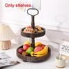 CYCLI-Rustic Style Wooden Tiered Tray, Farmhouse Decorative Tray, Round Tray With Metal Handles