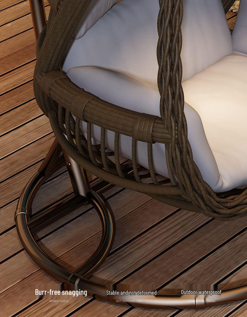 Outdoor Double Swing Rocking Chair Set with Table & Hanging Chair for Balcony or Courtyard Leisure