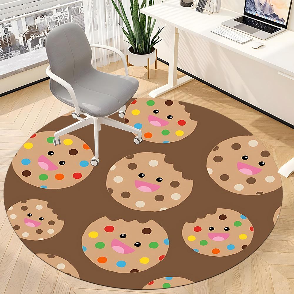 1pc Cookie Circle Office Round Area Rug, Mat Suitable ForOffice, Under Office Chairs Bedroom Living Room Home Decor, Room Deco