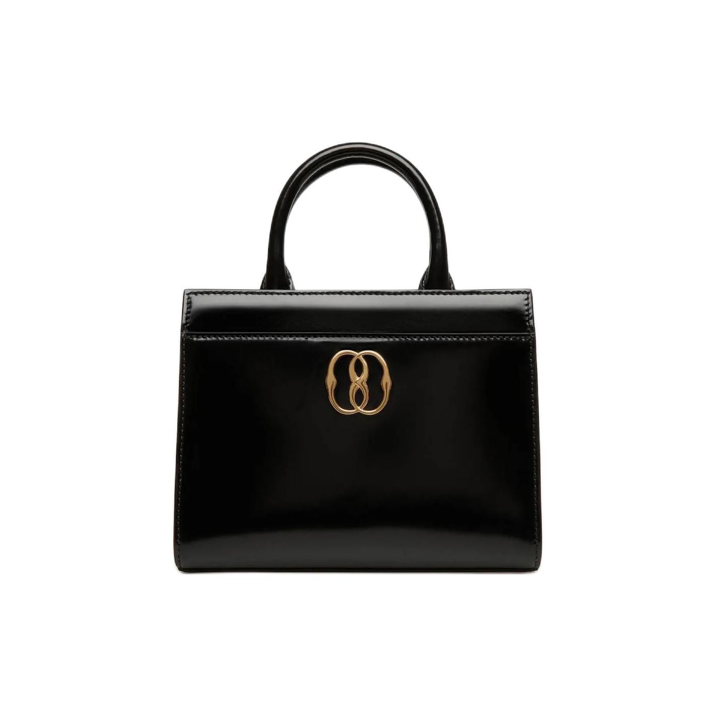 

Bally Emblem Fashion Minimalist Solid Color Patent Leather Tote Bag Shopping Bag Shoulder Crossbody Handbag Small Women Tote Bags Black 6306599 Basic Set (Bag+Dust Bag)