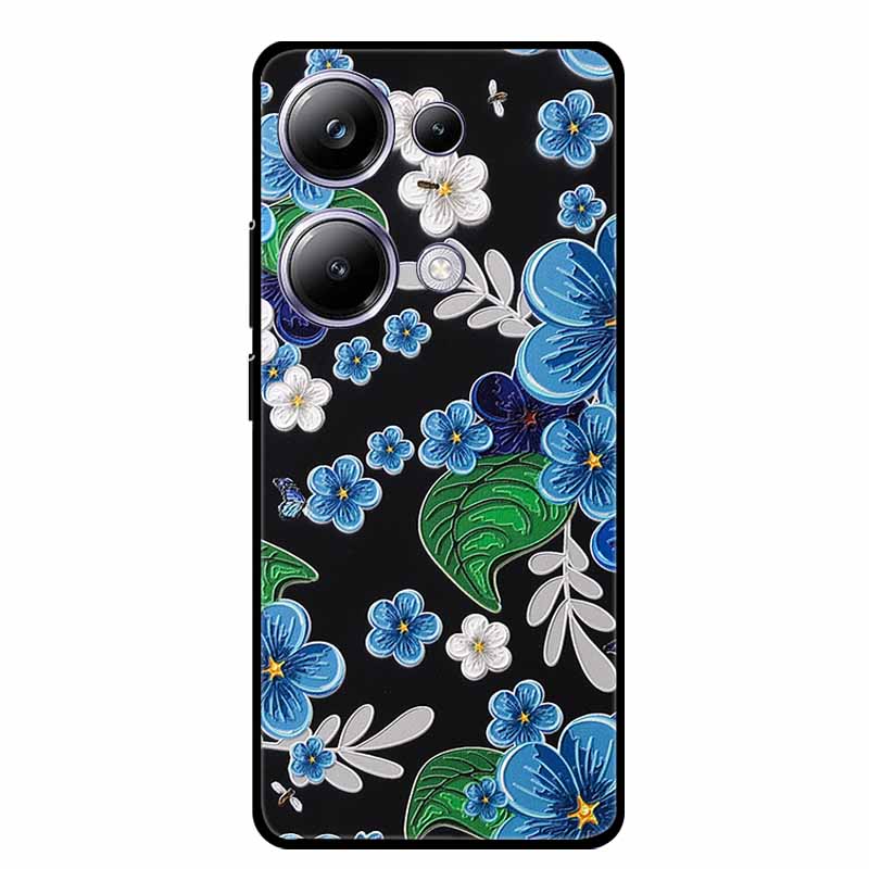3D Emboss Case For Xiaomi Poco M6 Pro Phone Case Flower Silicone Soft Back Cover For Xiaomi Poco M6 Pro Case PocoM6 M 6 Pro Capa