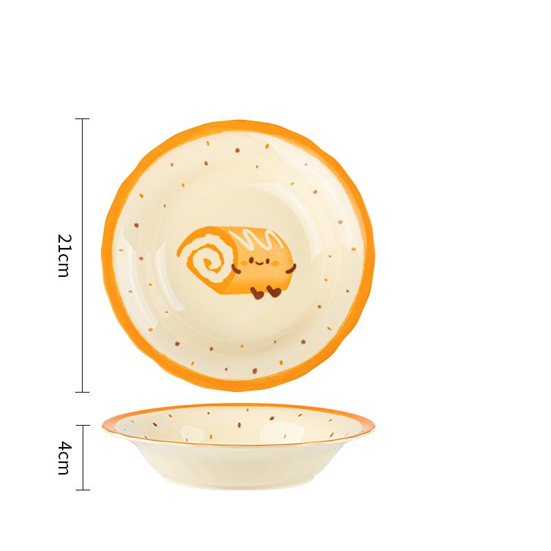

Cartoon Food Pattern Ceramic Dish 8.2 Inch Underglazed Colour Round Cute Dessert Plates New Aesthetic Creative Kitchen Tableware 8.2 inches