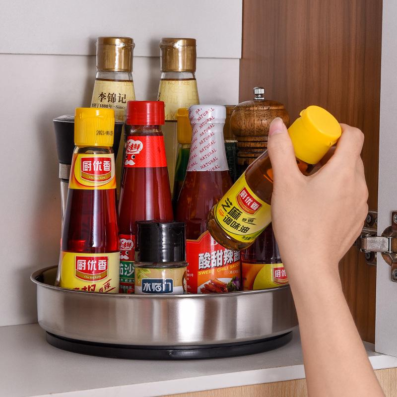 Stal nierdzewna Warstwowy Organizer obrotowy Wielofunkcyjny Storage kuchenny Dekoracyjne Tace Obrotowy Stojak na przyprawy Akcesoria kuchenne