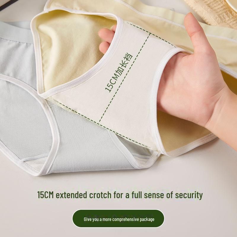 "80-Count Xinjiang Cotton Antibacterial Women's Mid-Waist Briefs - Pure Cotton, Long Crotch, Comfortable Macaron Colors"