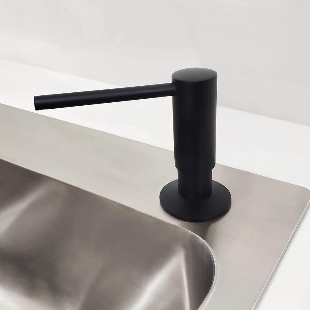 Matte Black Kitchen Sink Soap Dispenser, Press-Type, 500ml Capacity, Brass-Plated Threaded Tube