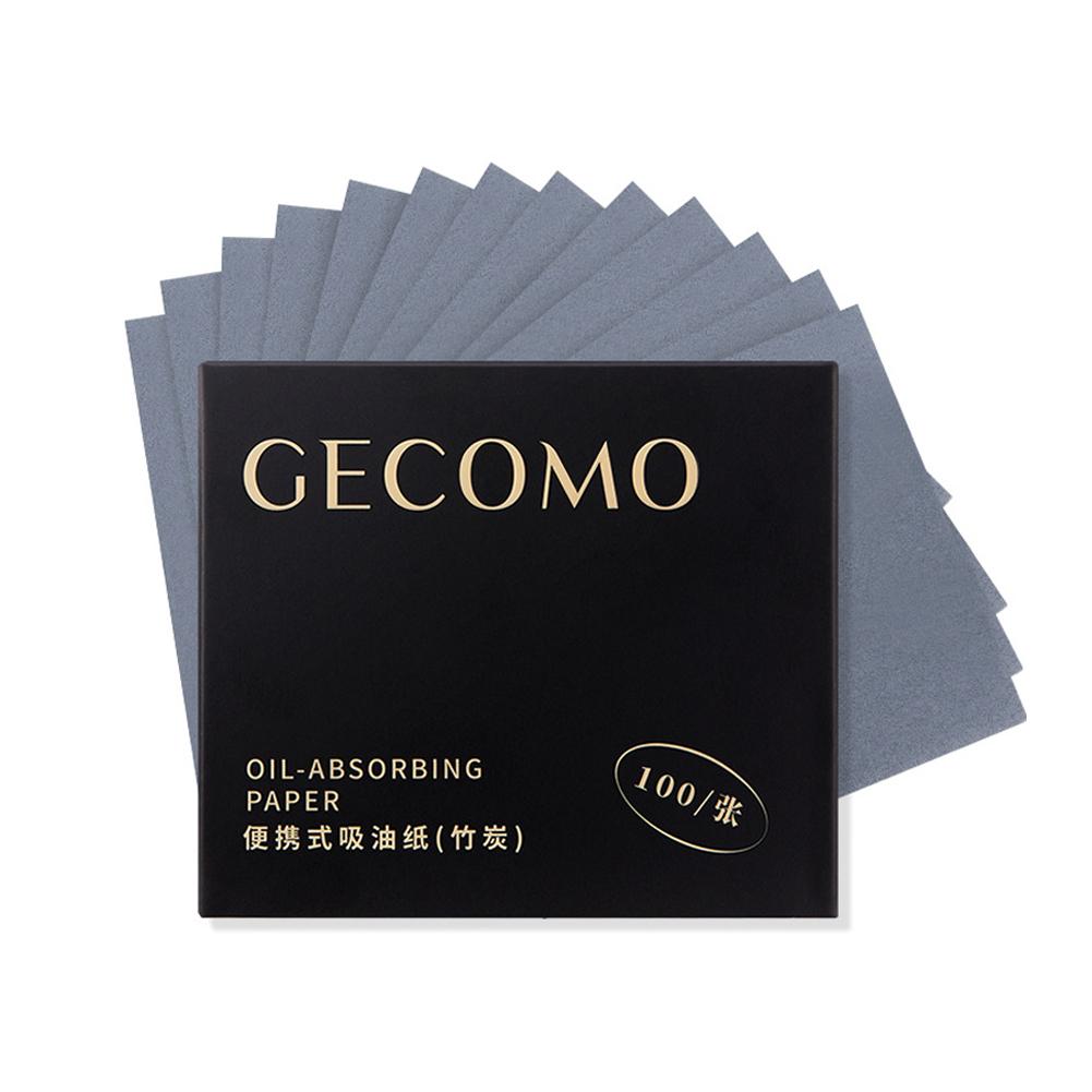 100 Sheets Oil Absorbent Paper with Case & Powder Puff Face Blotting Paper Bamboo Charcoal Face Oil Blotting Sheets for Make Up