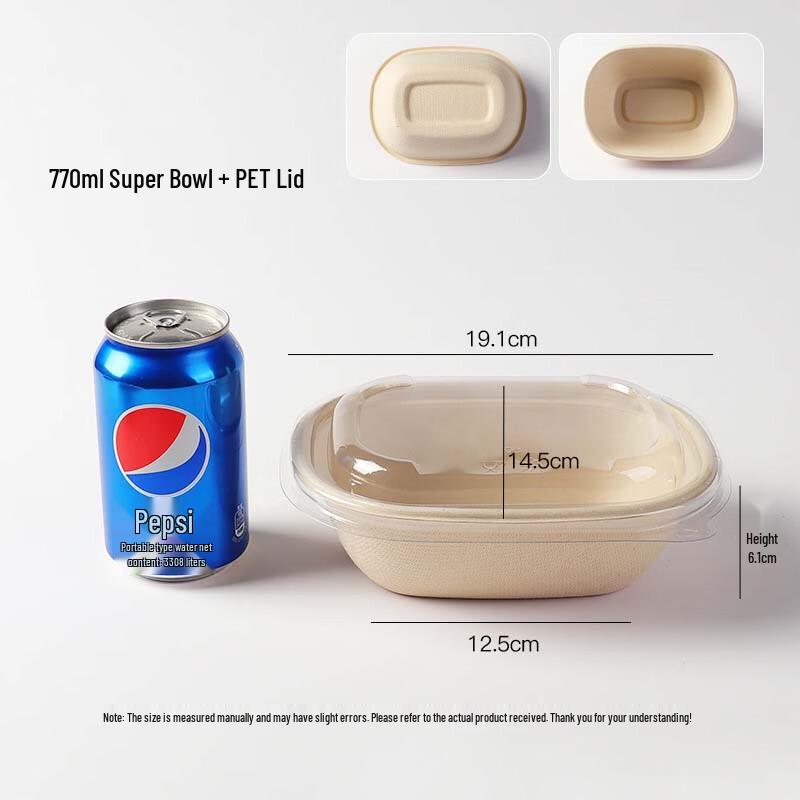 Jinyuanyuan Umweltfreundliche Biologisch Abbaubare Zuckerrohrzellstoff-Takeout-Behälter (50er Packung)