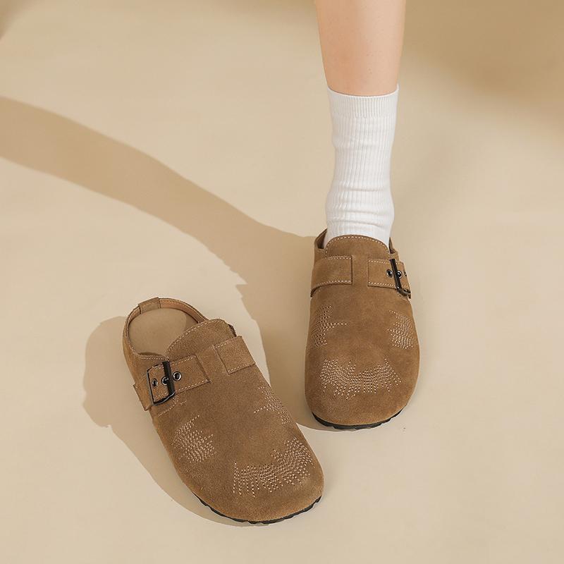 Fashion 2025 New Suede Shoes for Women Cork Footbed Sandals with Arch Support Fashion Nonslip Outdoor Beach Slippers Home Shoes