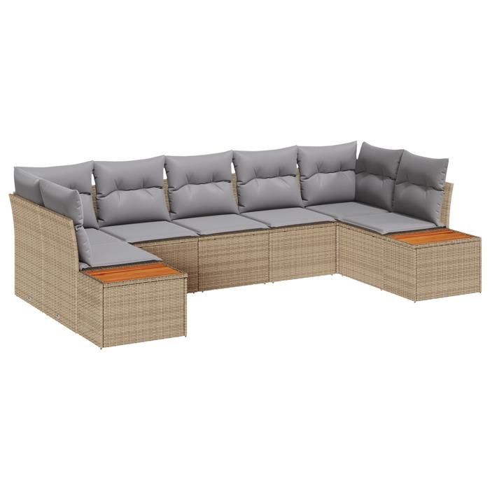 VidaXL Ensemble de 7 pièces de canapés de jardin avec coussins en beige et rattan acacia 3348161