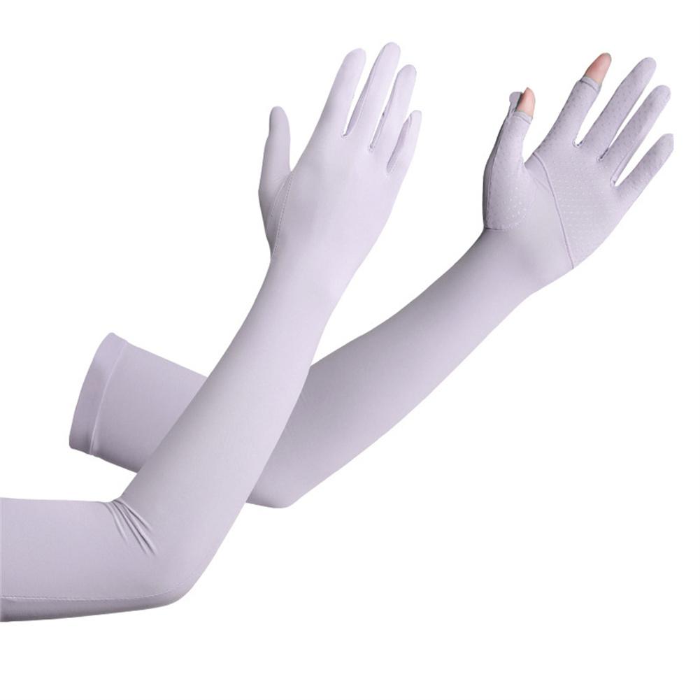 1 Pair Open  Fingered  Sunscreen  Gloves Summer Ice Silk Outdoor Cycling Non-slip Breathable Long Sunshade Sleeves