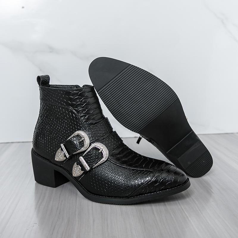 

Мужские короткие ботинки челси, деловые, формальные, для танцев, смокинг, ботильоны, черные ботинки на каблуке, большой размер EU:46 чёрный