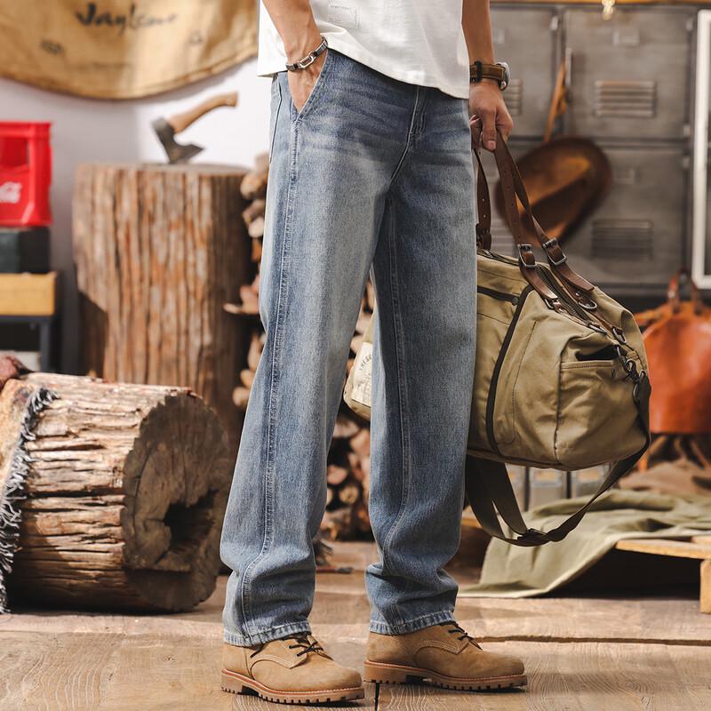 Men's Casual Straight Leg Washed Jeans