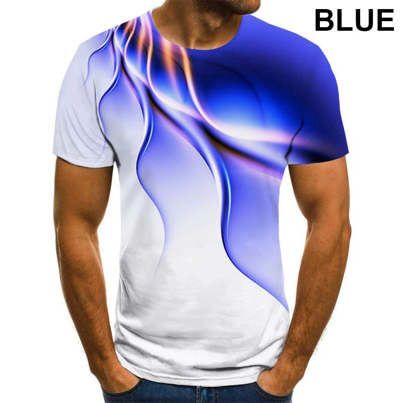 Men's summer new geometric pattern 3D print fashion short-sleeve top, casual short-sleeve for men and women 