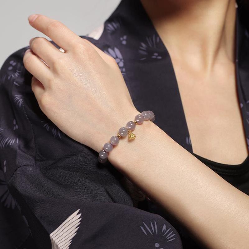 Glass bead lotus lotus pod bracelet women's niche light luxury high-end bracelet fashion versatile simple jewelry