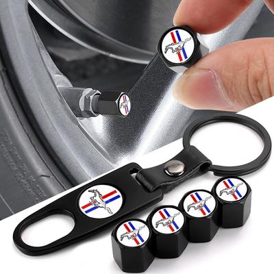 5 st/set bilnyckelring däckventilhattar bilstylingtillbehör för Mustang SHELBY GT 500 350 Cabriolet V Mach e