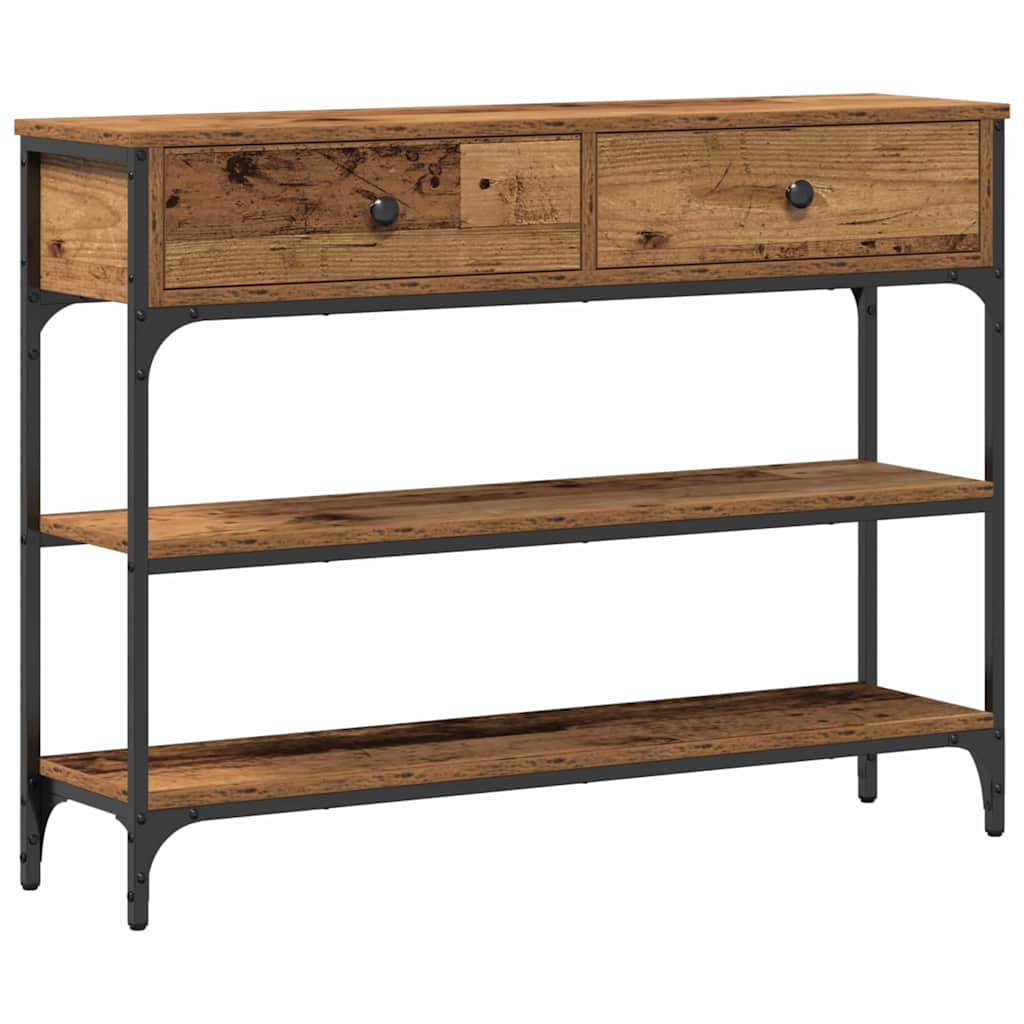 Industrial Console Table with Shelf Reclaimed Wood Look 100 x 25 x 75 cm Engineered Wood