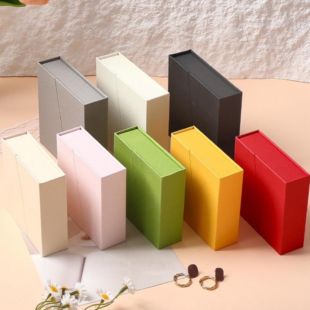 10.5x10.5x3.5CM Magnetic Flip Jewelry Box Dual Opening Earring Necklace Ring Organizer Thick Kraft Paper Storage Box