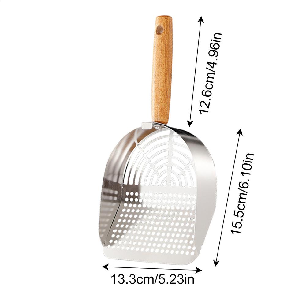 Katzenschaufel Edelstahl Katzenstreuschaufel Tragbares Reinigungs-Siebwerkzeug mit ergonomischem langem Griff Haustierbedarf für Zuhause