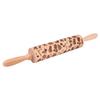 35*5cm Christmas Embossing Rolling Pin Baking Cookies Biscuit Fondant Cake Dough Engraved Wooden Roller Reindeer Elk Snowflake