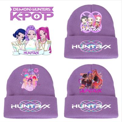 Latest KPop Demon Girls Knitted Hats Kpop Hunter Cartoon Children Headgear Cotton Cold Season Adorable Hat Anime Children Navidad Birth Date Gifts