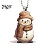 Unique Christmas Tree Ornament Cute Snowman Acrylic Pendant, 2D Flat Car Rearview Mirror Hanging Customized Accessory Decoration with Keychain