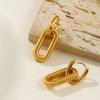 1 Pair Dainty Exquisite Multicolor 304 Stainless Steel Oval Earrings For Women Gift 3.5cm X 1.3cm, Post/ Wire Size:1mm(18 Gauge)