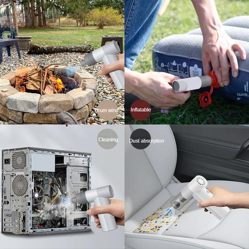 100000RPM Jetfan USB Rechargeable Hand Fan Portable Mini Turbo Fan Air Blower Multi-Function Outdoor Camping Violent Fan