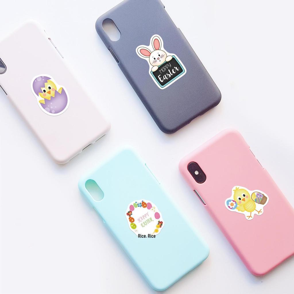 Easter Bunny Sticker Set: 50 Waterproof Decals for Phone, Water Bottle, Car - Creative Decor for Students