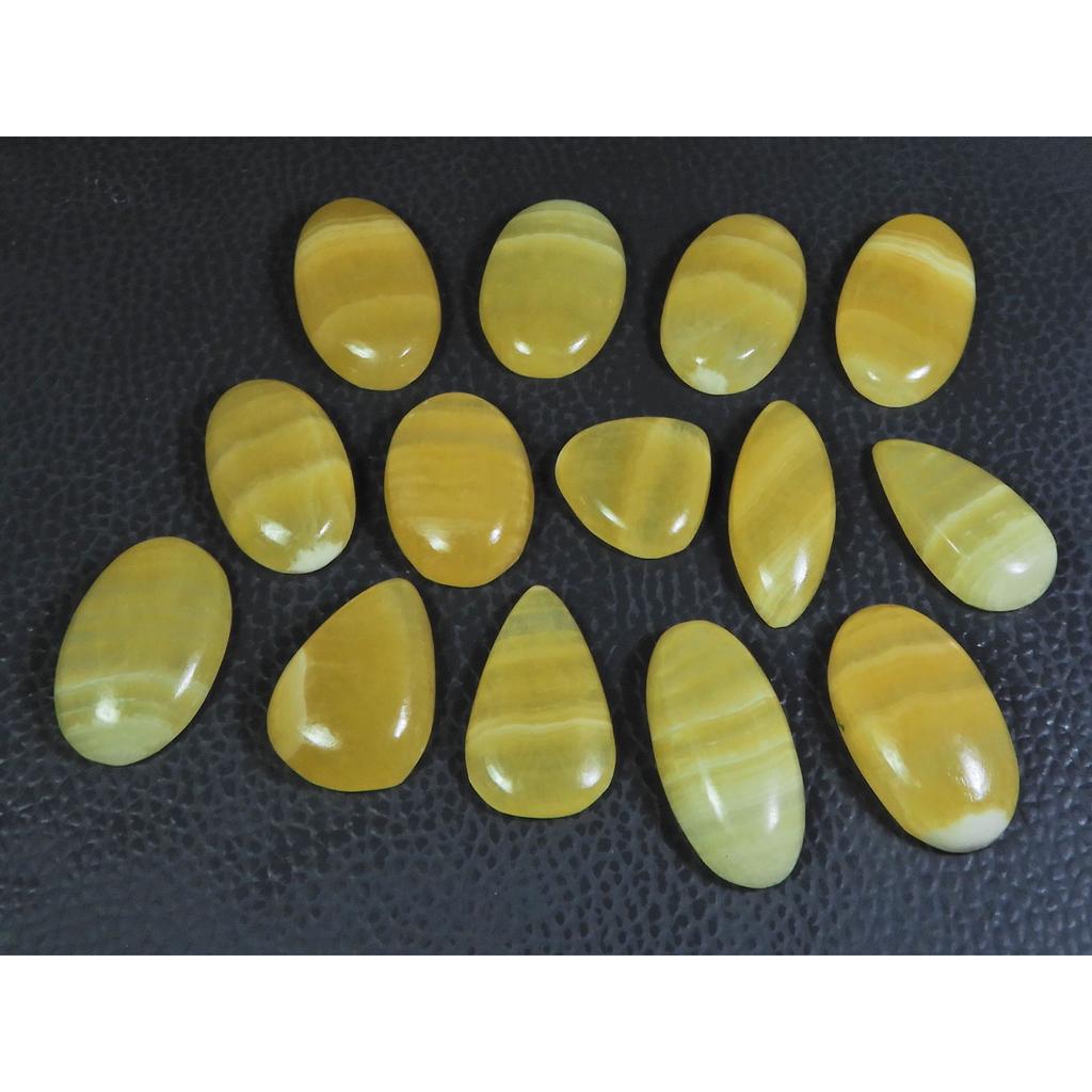 270Cts. Natural Yellow Lace Agate Mix Cabochon Loose Gemstone 14 Pcs Lot C-225