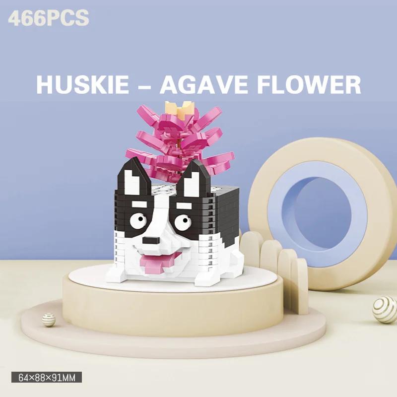 

Non-Toxic Succulents Potted Building Blocks Cartoon Dog Pet Animal Model Rose Chrysanthemum Flower Bouquet Decoration Children Holiday Gifts