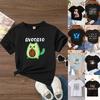 Childrens Cartoon Letter Printed Roundneck Shortsleeved and Halfsleeved Girls Tshirts and Boys Summer Polyester Fabric