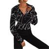 2026 Women's Loose Fit Printed V-Neck Long-Sleeved Shirt