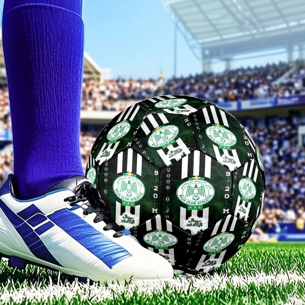 Raja Club Athletic Crest Soccer Ball Size 5 Soccer Ball, Machine-stitched, Durable, Suitable for Training and Matches Fan Gift