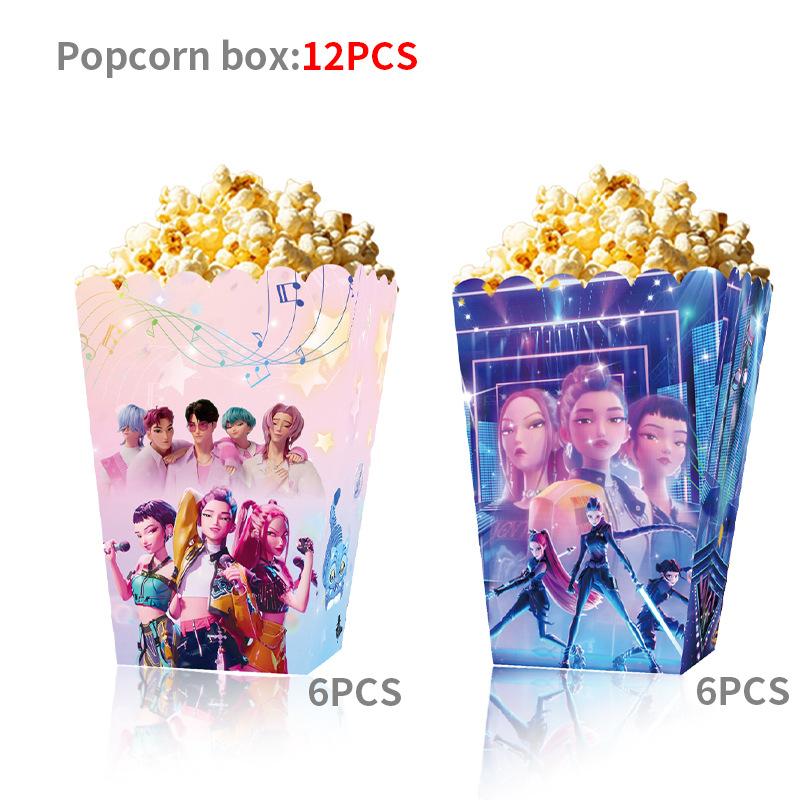 

New Popular K-Pop Anime Themed Peripheral Party Supplies, Kids Birthday Party Candy, Fries Popcorn Boxes Trays and Gift Boxes 12 pcs